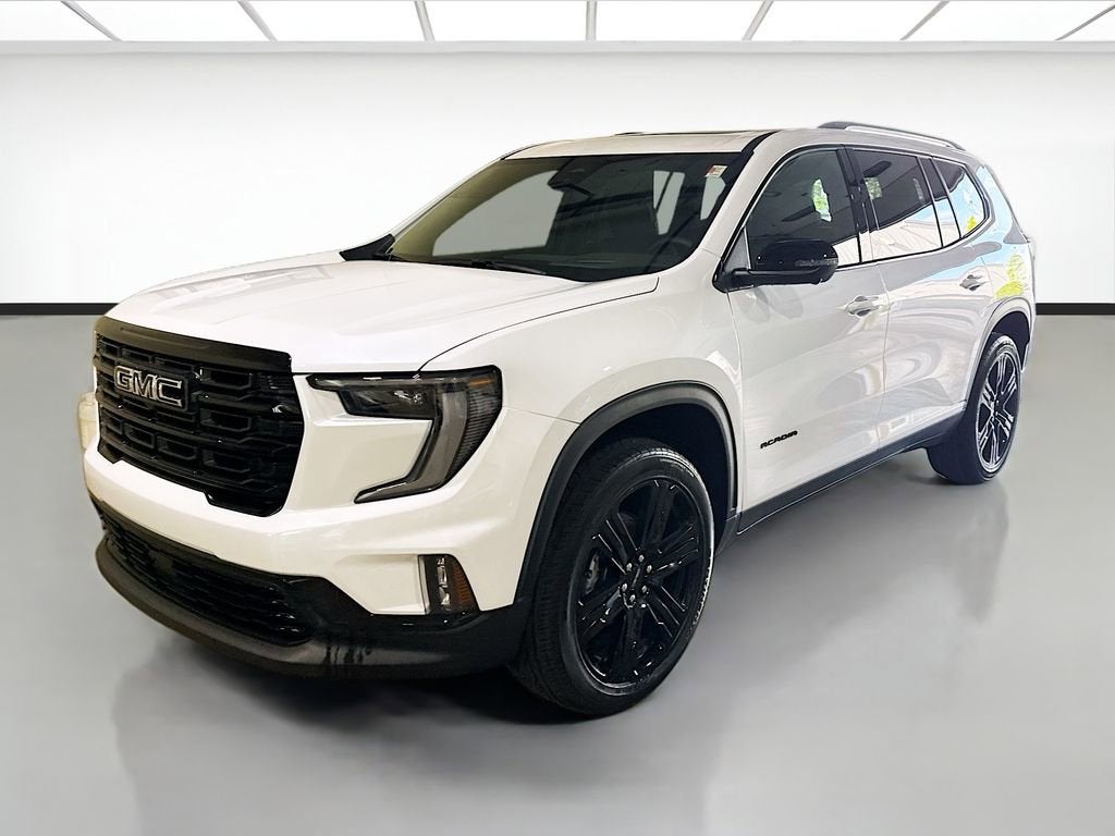 2026 GMC Acadia Elevation in Glacier White Tricoat — front three-quarter view