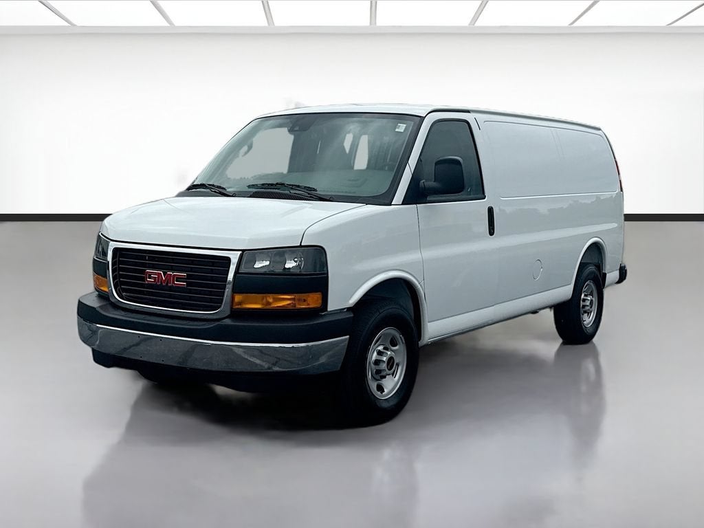 2026 GMC Savana Cargo Work Van in Summit White — front three-quarter view