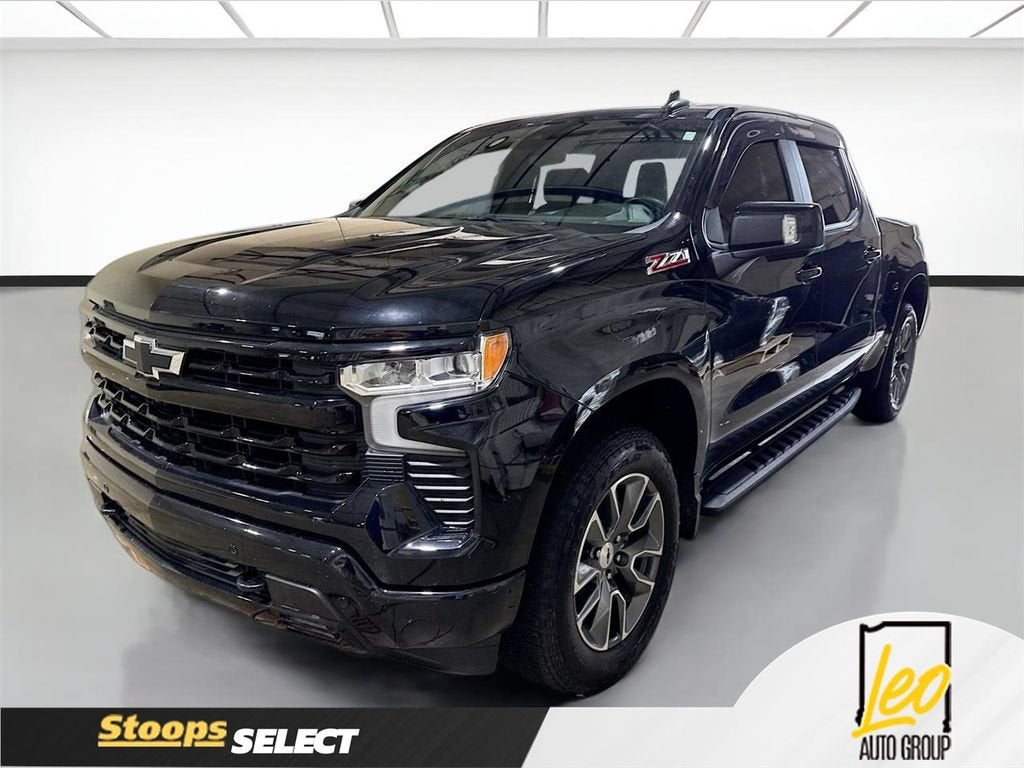2025 Chevrolet Silverado 1500 RST in Black — front three-quarter view