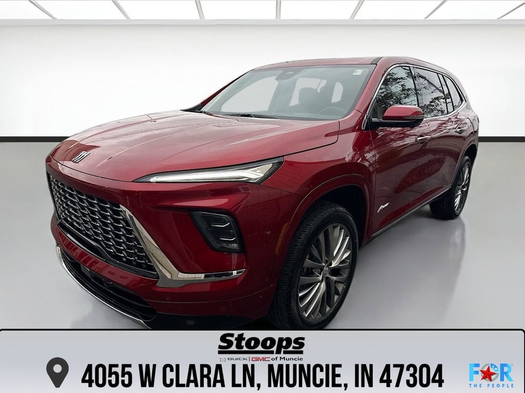2026 Buick Enclave Avenir in Cherry Red Tintcoat — front three-quarter view