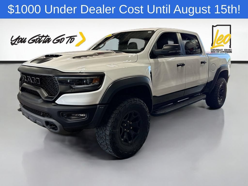 2023 RAM 1500 TRX Crew Cab 4x4 5'7" Box in White — front three-quarter view