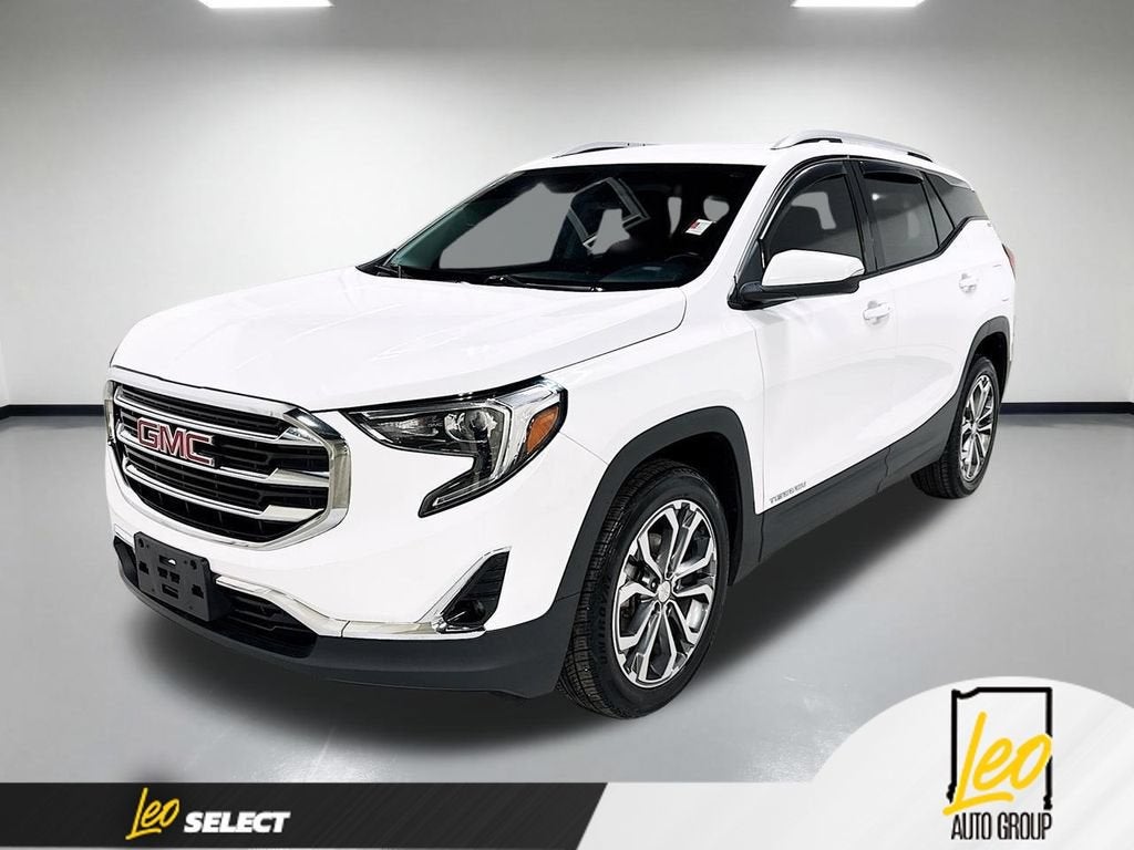 2021 GMC Terrain SLT in Summit White — front three-quarter view