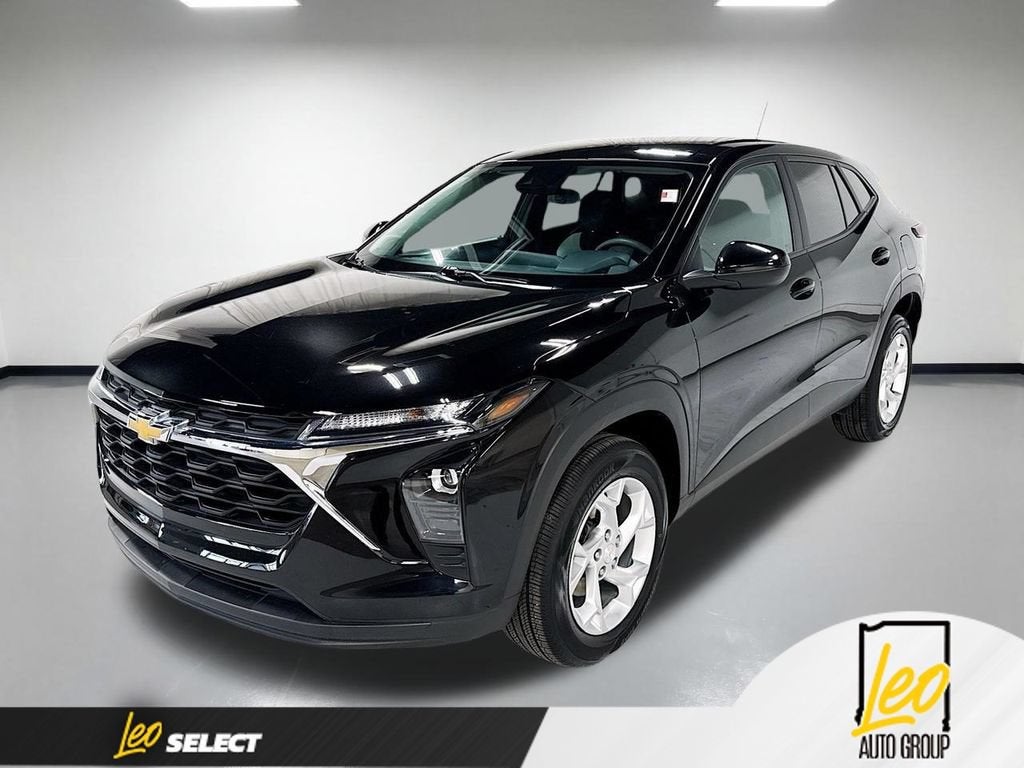 2024 Chevrolet Trax LS in Mosaic Black Metallic — front three-quarter view